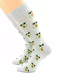Оригинальные носки с принтом "Авокадо в очках" серого цвета Hobby Line RTнус80153-09-16